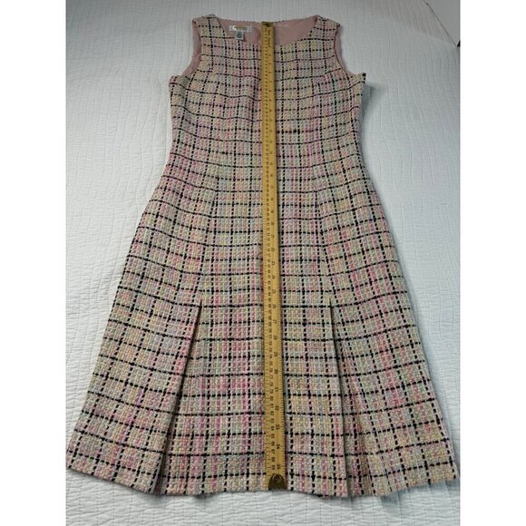 Talbots Silk Sleeveless Classic Tweed Shift Dress SZ 4 60s Pink Black Check USA - Picture 11 of 11